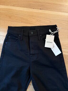 MOTHER Black High Rise Straight Leg Jeans NWT Size S
